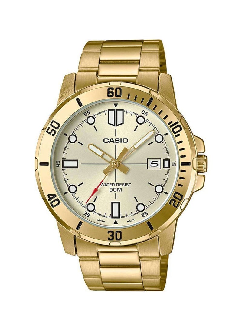 كاسيو Analog Men’s Watch MTP‑VT01G‑9EVUDF, 45 mm Gold Dial, Gold Stainless Steel Case & Band, Water‑Resistant - Image 1